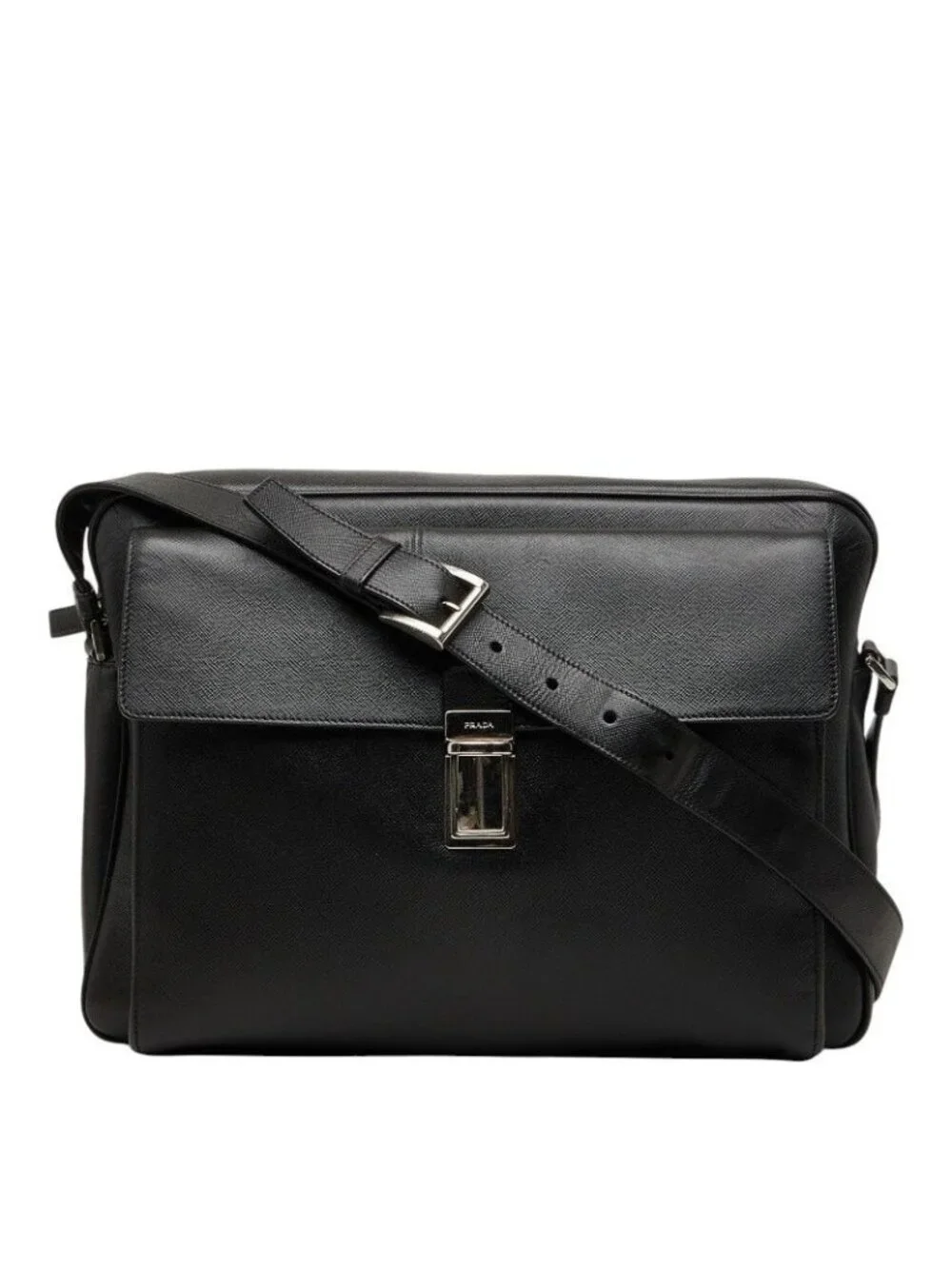 Prada Crossbody Carry on Shoulder Bag Black Saffiano Leather